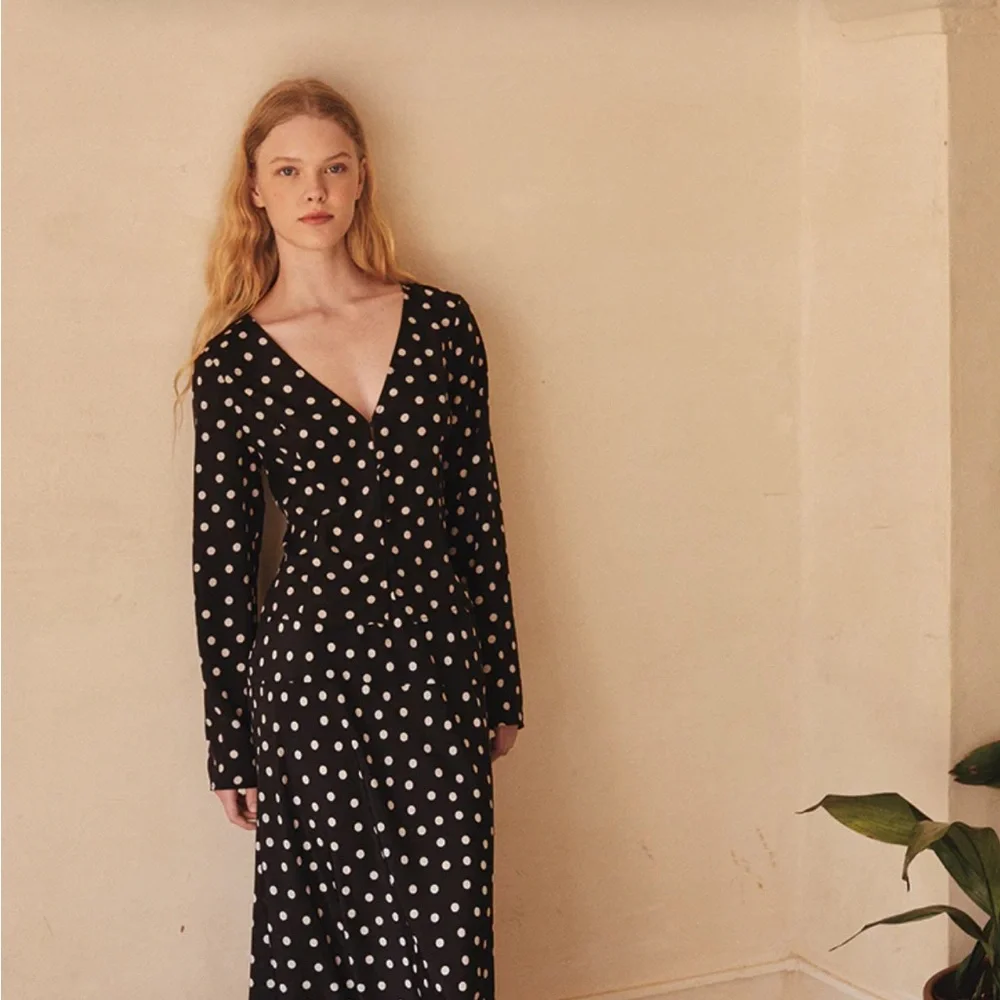 Ciao Lucia Black and White Polka Dot Top - Picture 2 of 7